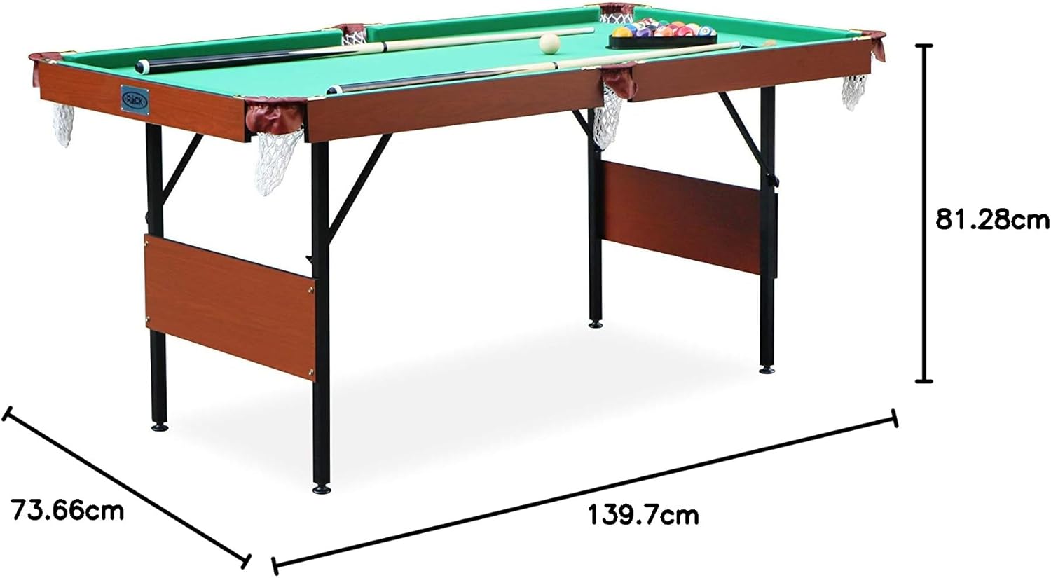RACK Crux - Mesa de billar/billar americano plegable de 140 cm, entretenimiento portátil y ahorrador espacio