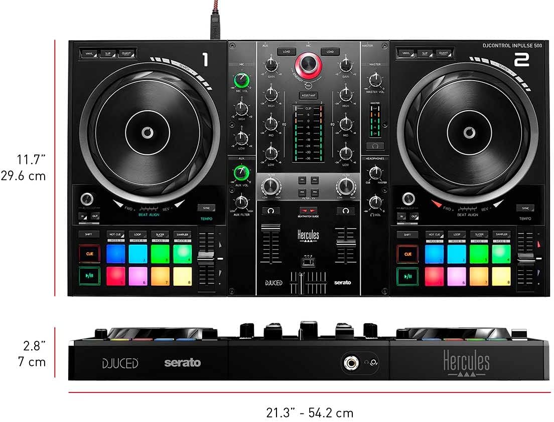 Hercules DJControl Inpulse 500: Controlador USB DJ de 2 pisos para Serato DJ y DJUCED (incluido)