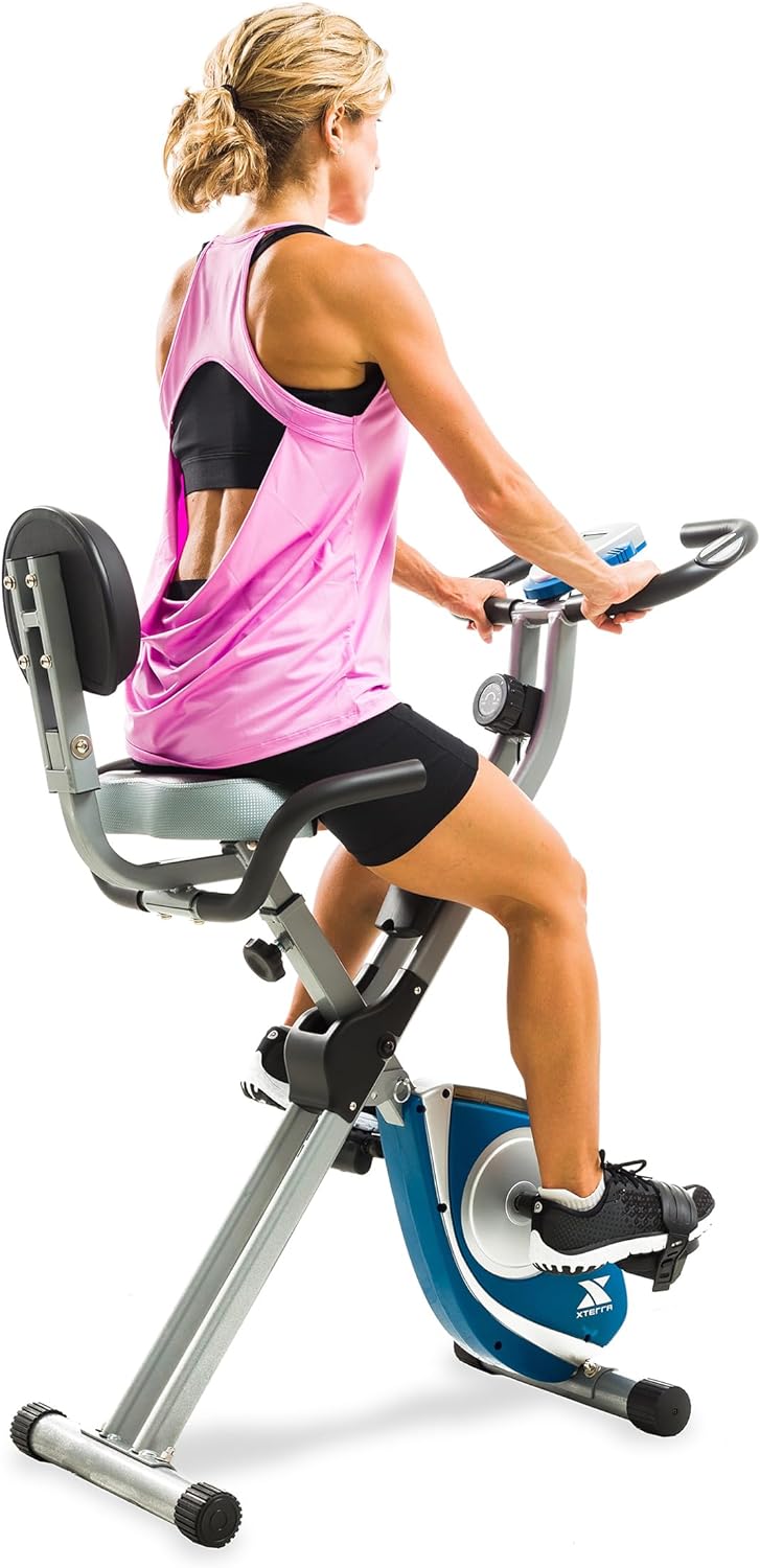 XTERRA Fitness bicicleta estática plegable, capacidad de peso de 220 libras