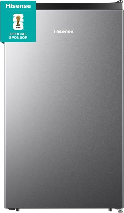Hisense RR33D6AGX1- Frigobar,3.3 pies cúbicos,Termostato ajustable,Congelador independiente,Estantes para botellas de 2 litros,48x45x84cm(AnchoxLargoxAlto),Gris