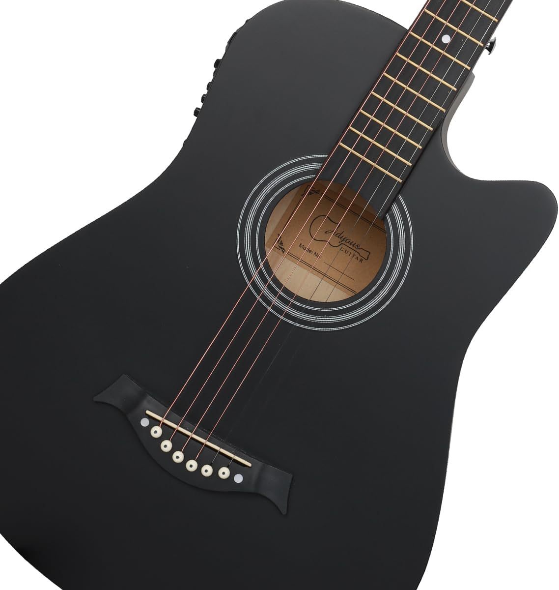 Jidyous electricacústica 38 inch Acústica Clasica guitarras Funda Y Accesorios, con correa, afinador, un paquete de cuerdas adicionales, capo, paño de limpieza, 3 púas, bolsa de concierto (Natural)