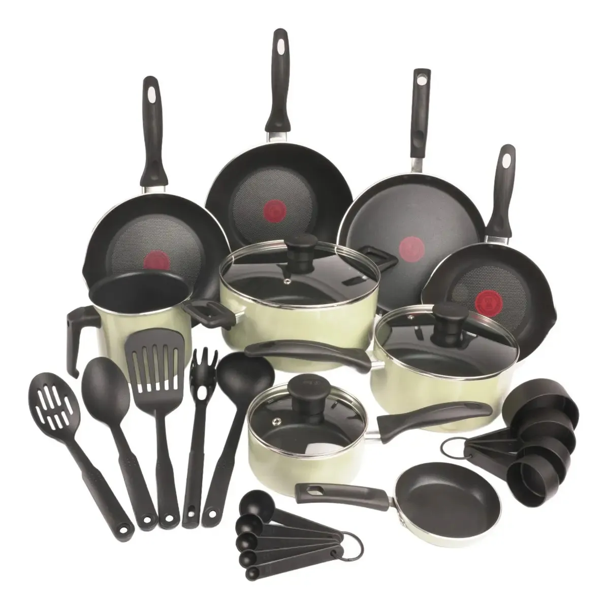 Batería de Cocina T-Fal de 26 piezas, con antiadherente Titanium, base de difusión y termo señal, Supercook Roja, B464SZ84