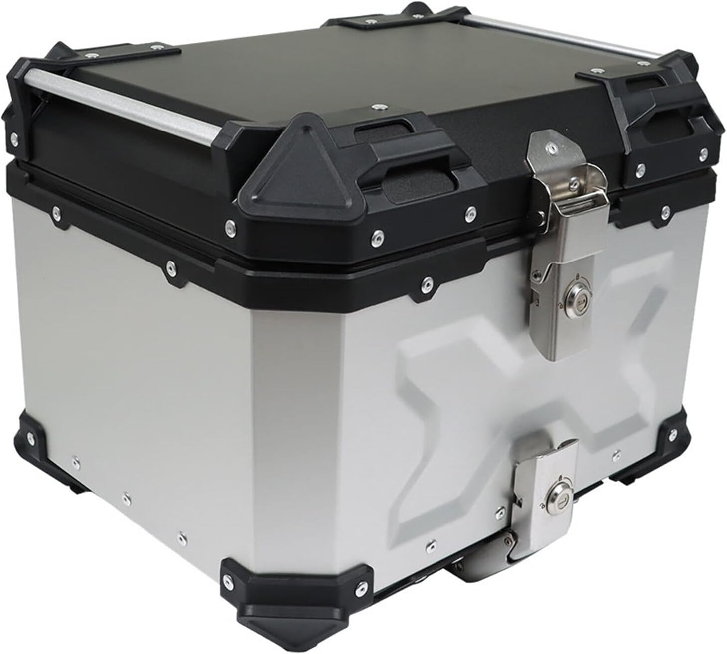 GXYWADY - Carcasa superior para motocicleta, 55L-X, color plata, aleación de aluminio, caja trasera para motocicleta, con espacio amplio y aspecto fresco, caja trasera para maletero de motocicleta,