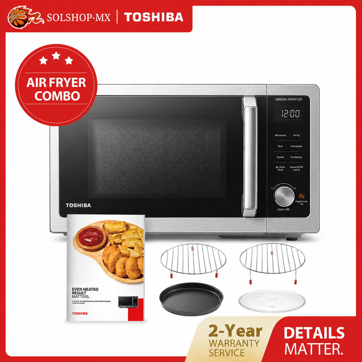 Horno de Microondas TOSHIBA MASTER 6 en 1 con Air Fryer, Convección, Grill, Inverter y Speedy-Combi