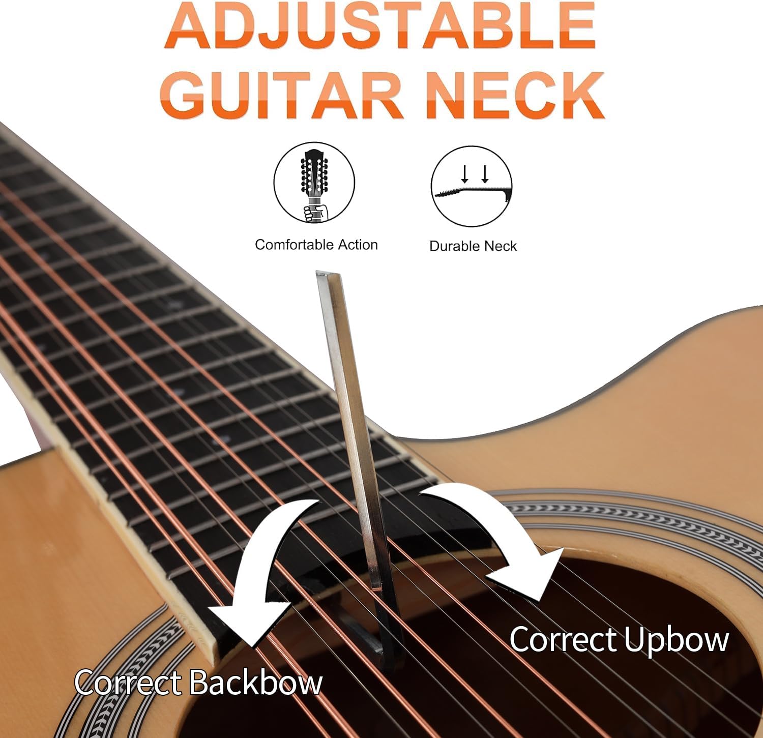 Jidyous-41 Inch,4/4,Guitarra Electroacústica 12 cuerdas,con Funda Acolchada, afinadores, Tirantes de guitarra,cuerdas, paletas, capó, adecuada para adultos jóvenes de nivel medio (Black)