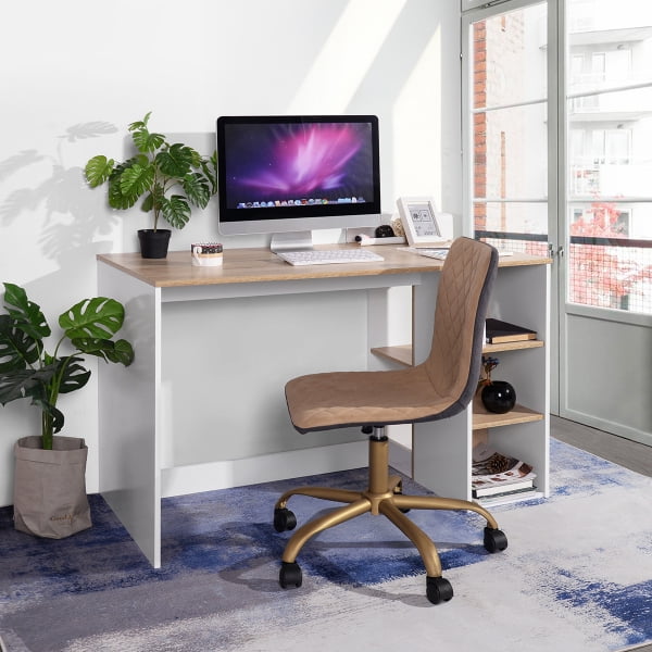 Escritorio de Computadora FurnitureR BRENTON MDF Blanco Haya