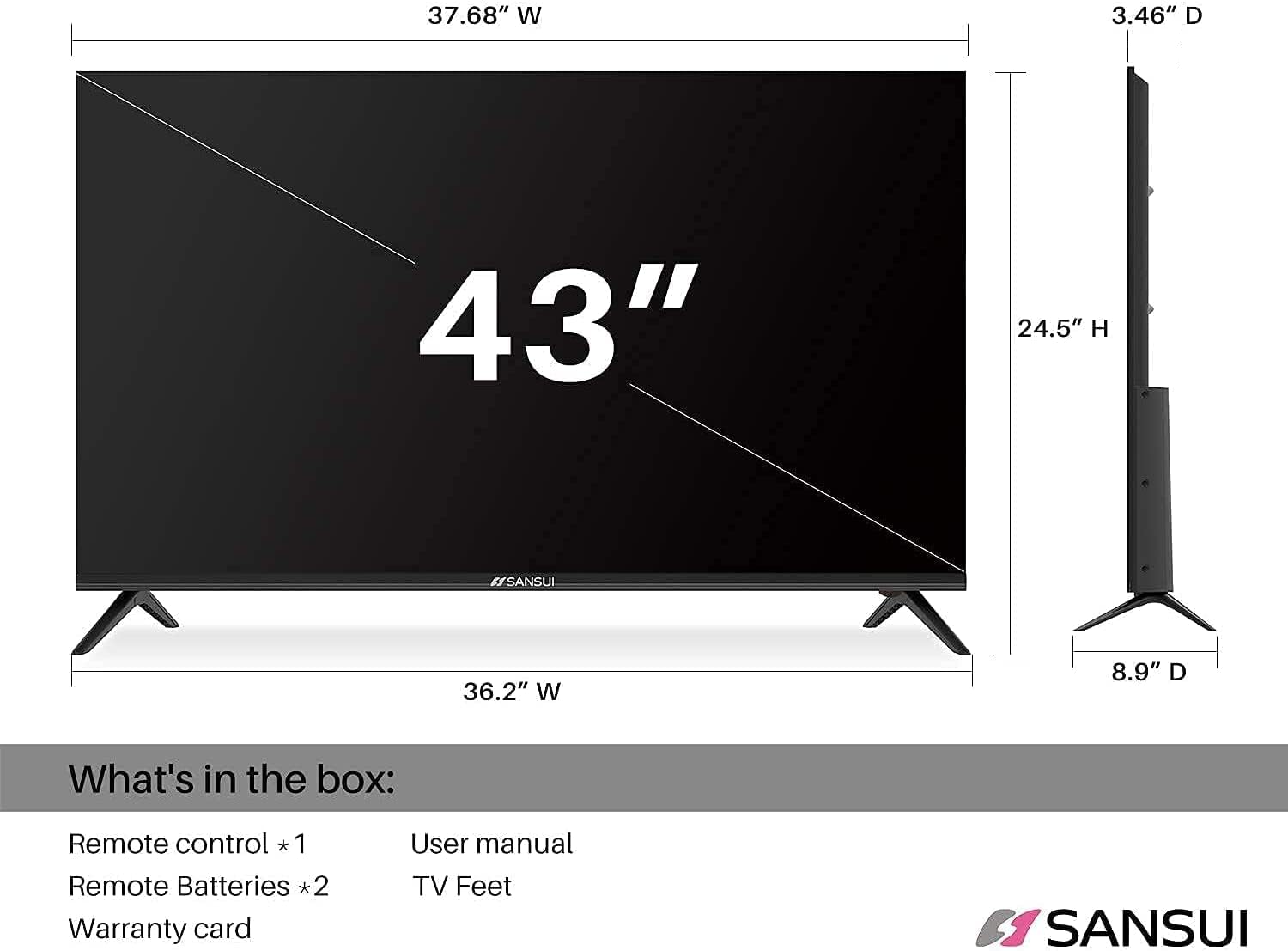 SANSUI Television Google TV, Voice Assistant Smart TV 2023 (43" 4k UHD)