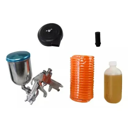 Compresor De Aire Eléctrico 2.5 HP Con Pistola De Gravedad 110v Tanque 25L Doble Salida de Aire Color Negro
