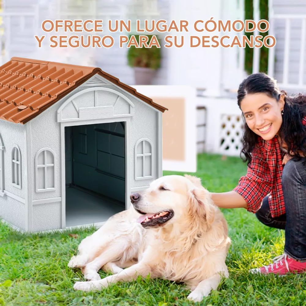Casa Térmica para Perro Raza Grande | Incluye Puerta Metálica | 99 x 84 x 82 cm | Impermeable con Ventilación | Material Resistente al Exterior.
