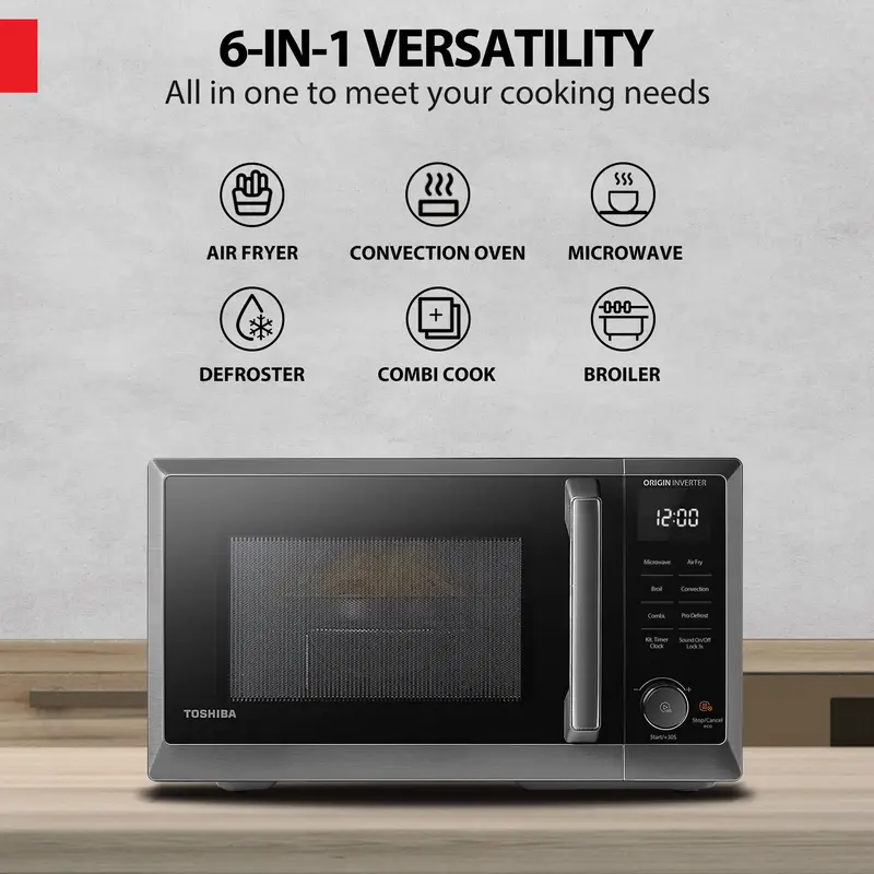 Horno de Microondas TOSHIBA MASTER 6 en 1 con Air Fryer, Convección, Grill, Inverter y Speedy-Combi