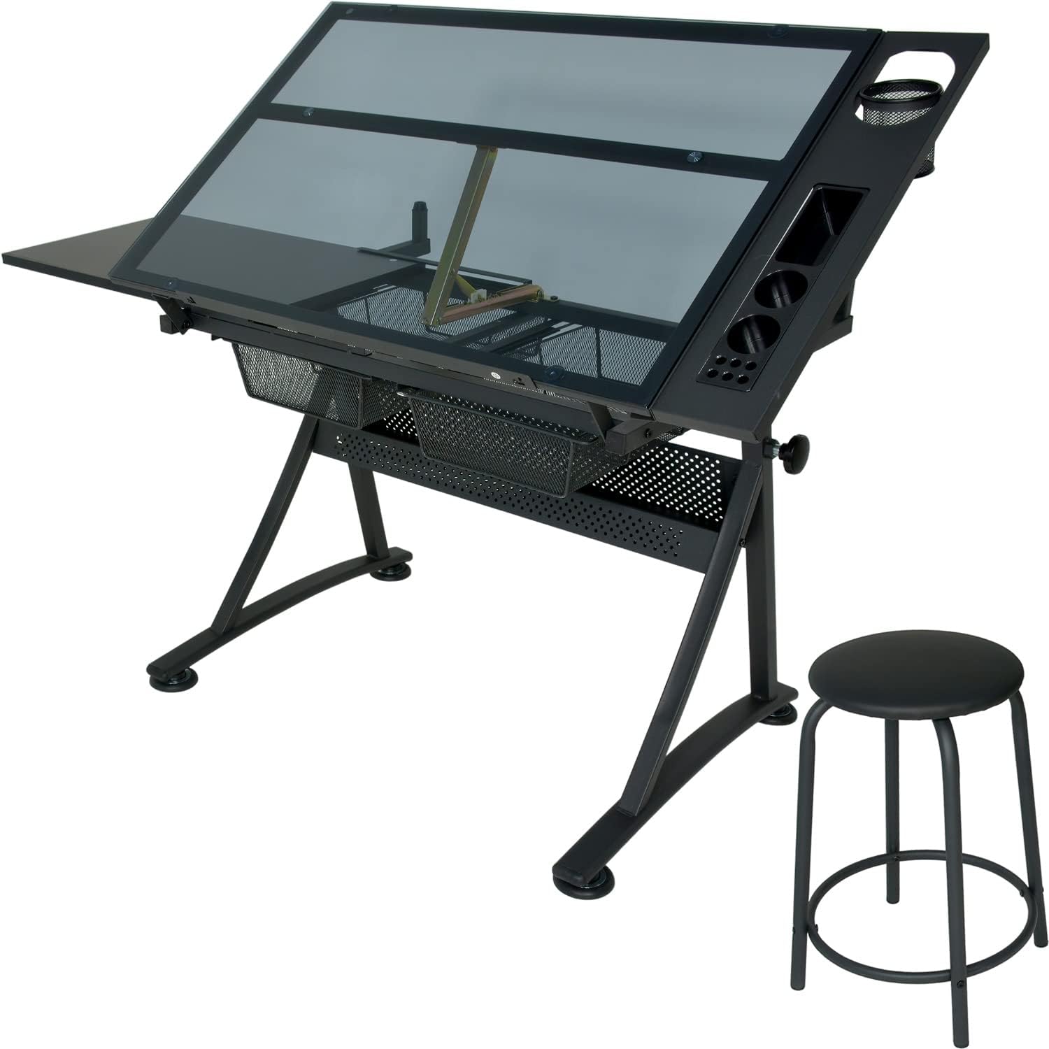 RACK & PACK Restirador Arquitectura Profesional Cristal Templado 60 X 96 cm Resistente Restiradores para Dibujo Mesa de Dibujo Profesional Incluye Banco Dibujo Tecnico Dibujo Artistico