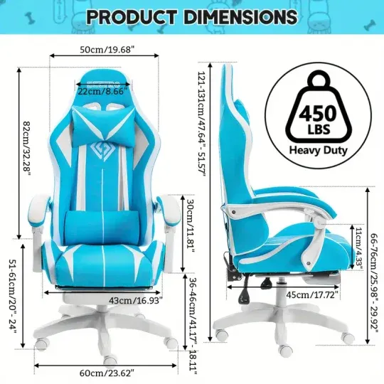Silla Gaming RGB con Luces LED y Masaje Silla de Computadora Ergonómica Silla de Videojuego de Respaldo Alto con Reposapiés y Soporte Lumbar Ajustable Reposabrazos de Enlace