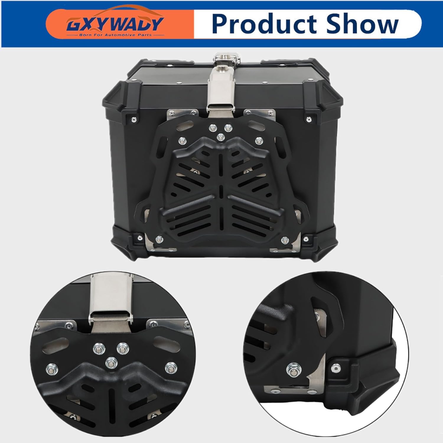 GXYWADY - Carcasa superior para motocicleta, 55L-X, color plata, aleación de aluminio, caja trasera para motocicleta, con espacio amplio y aspecto fresco, caja trasera para maletero de motocicleta,