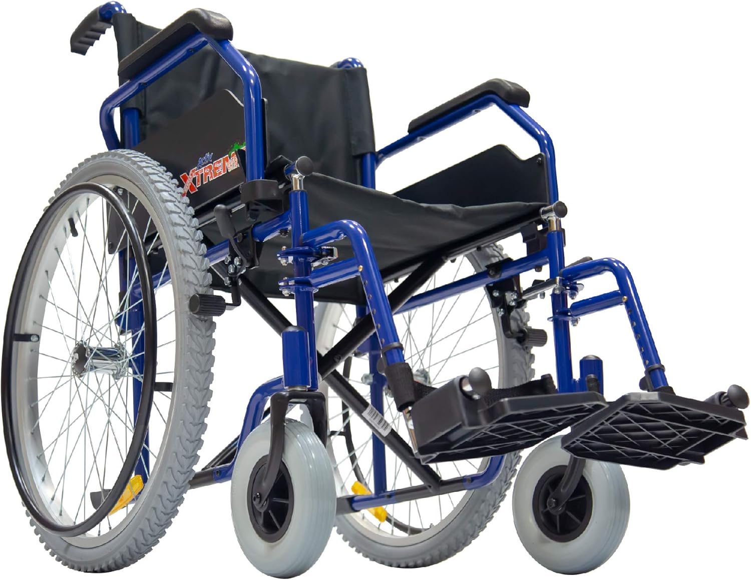 Silla de Ruedas Activ Xtreme ReActiv, Brazos FlipUp y Descansapies Desmontables/Abatibles, R8x2", Rin Aluminio R24x1.75" Neum, T. Nylon, Bruma (Gris Claro)