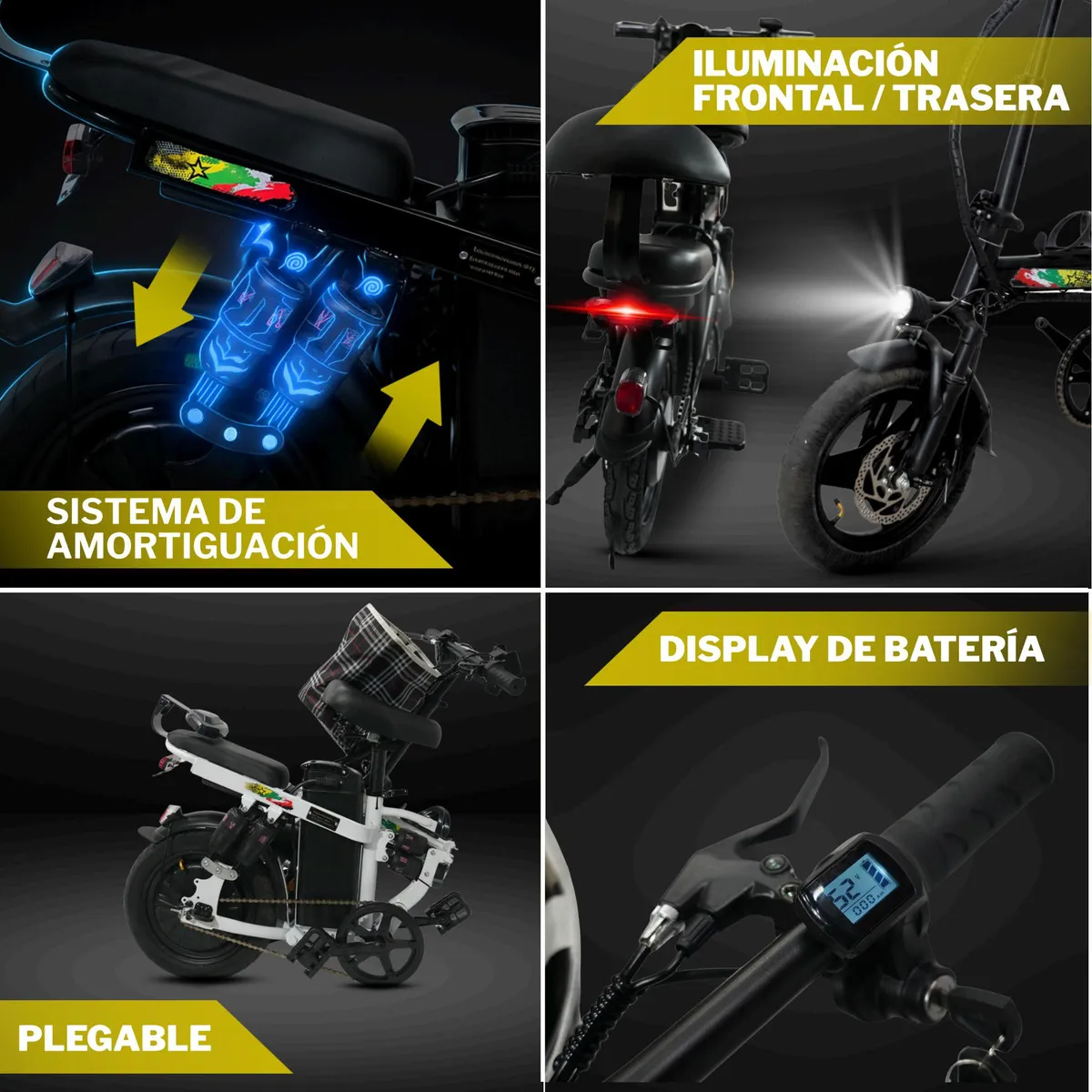 Yima Bicicleta Eléctrica Plegable 48v 15a |velocidad 35km/h Color Blanco