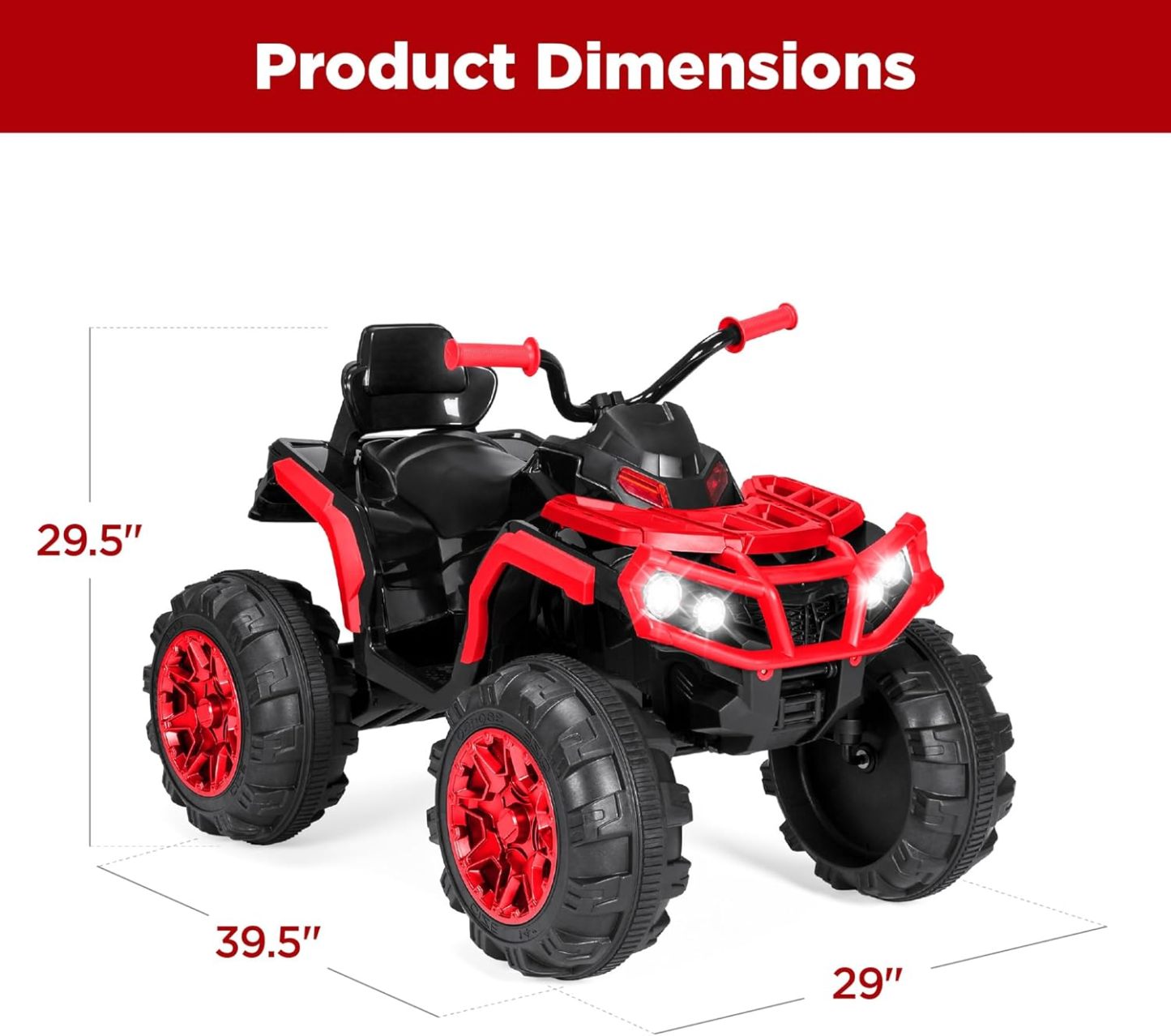 Best Choice Products 12V ATV eléctrico para niños de 4 ruedas con audio Bluetooth, velocidad máxima de 3.7 mph, neumáticos con banda de rodadura, faros LED, radio, color negro
