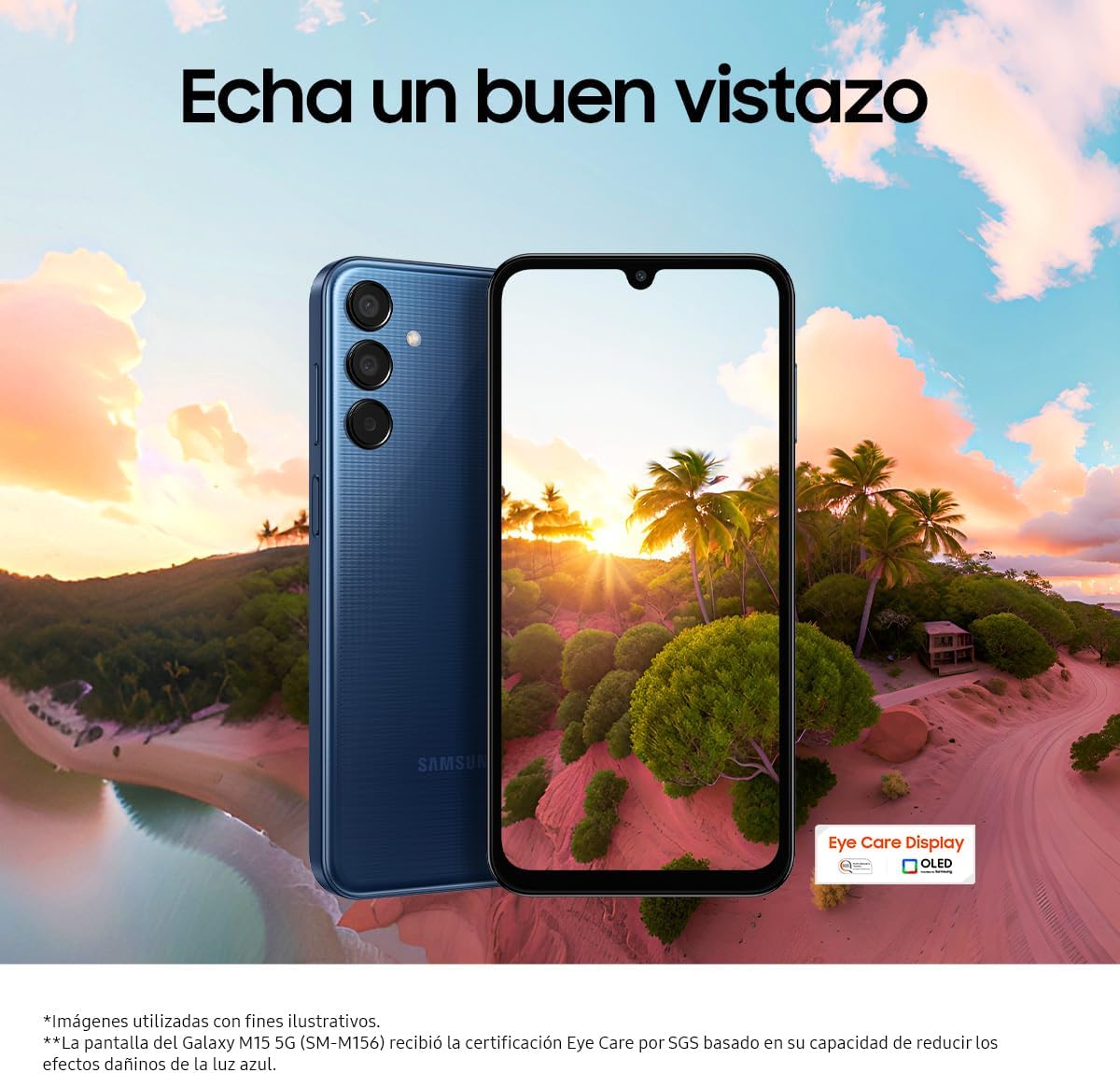 Celular Galaxy M15 5G Azul Claro 4GB RAM 128/256/512GB, Smartphone Nacional con Garantía