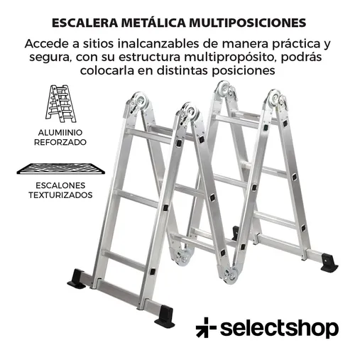 Escalera Plegable Metálica Multiposiciones 12 Peldaños 3.7m