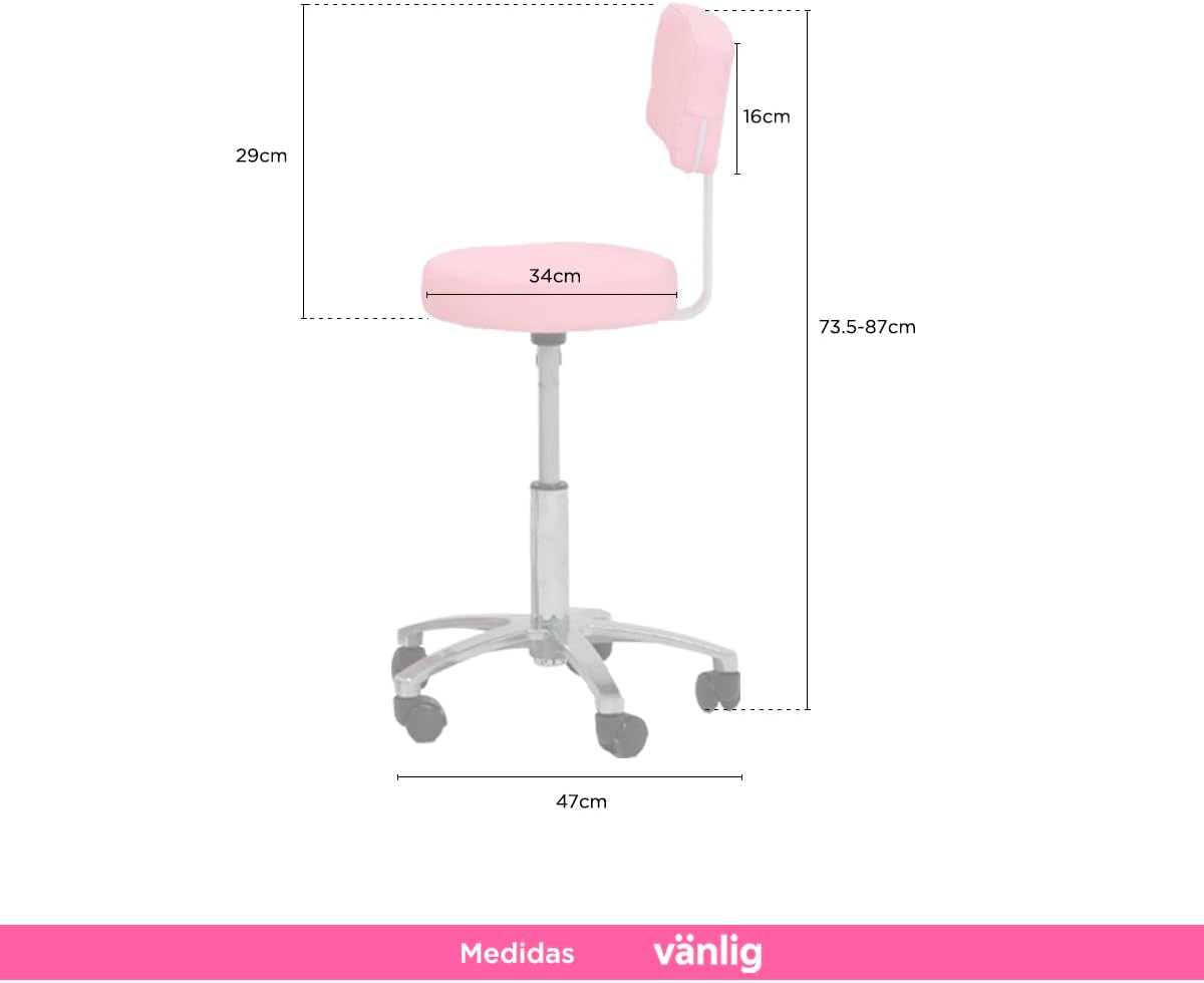 VANLIG Silla Camilla de Masaje y Estética | Reclinable y Ajustable | Incluye Banco con Ruedas | Soporta hasta 180 kg | Ideal para SPA, Faciales, Tatuajes y Belleza | Color Rosa