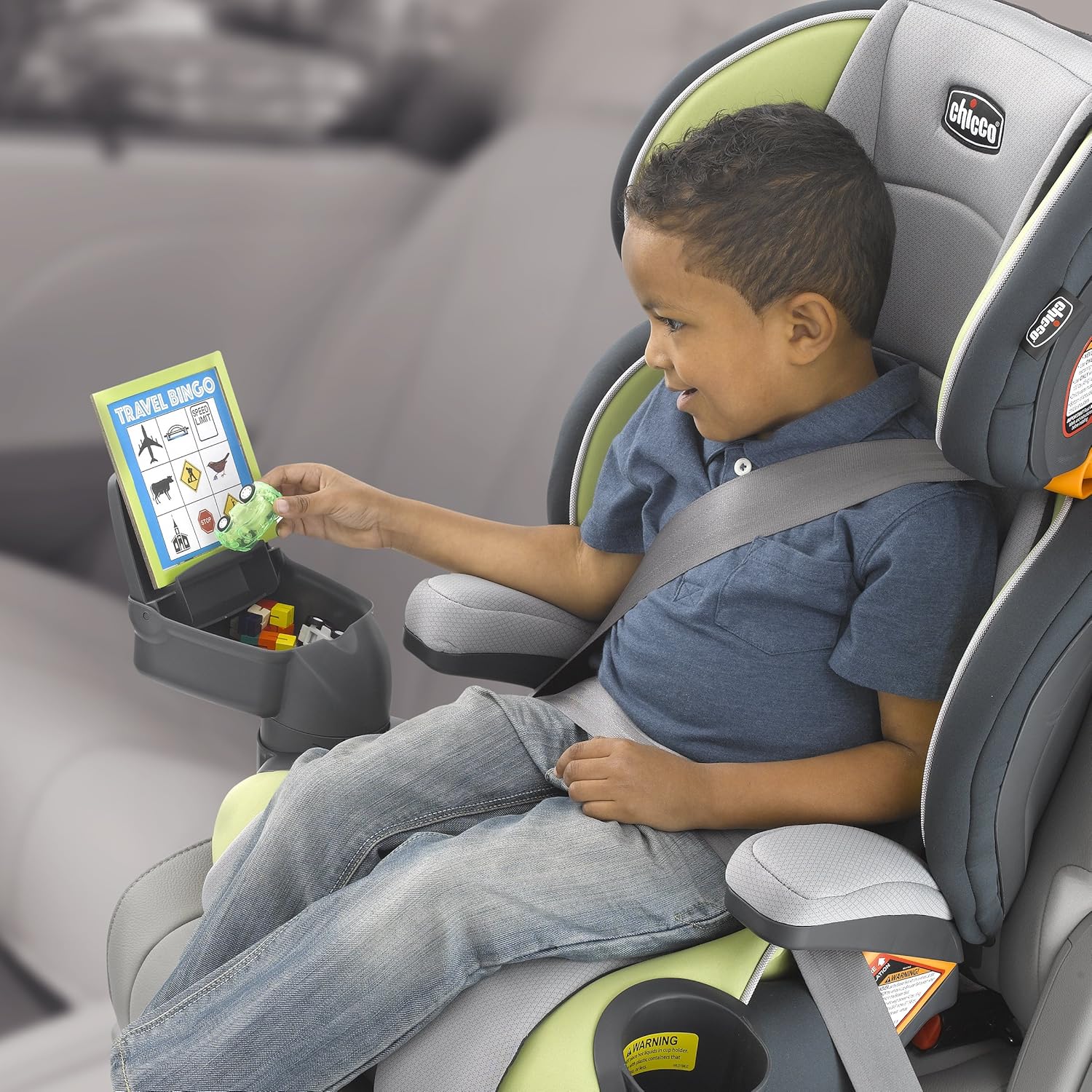 Chicco - KidFit Zip Air Plus 2 en 1 asiento elevador de posicionamiento para coche – Q Collection, negro/gris