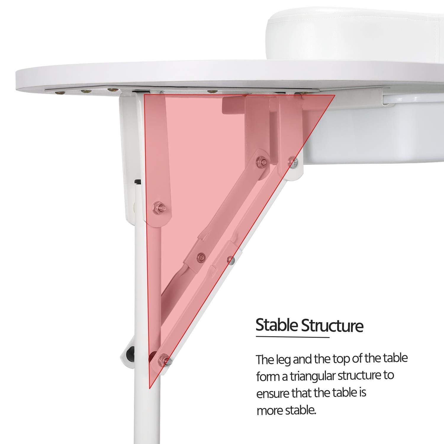 Mesa de manicura Yaheetech portátil y plegable de 37 pulgadas, blanca