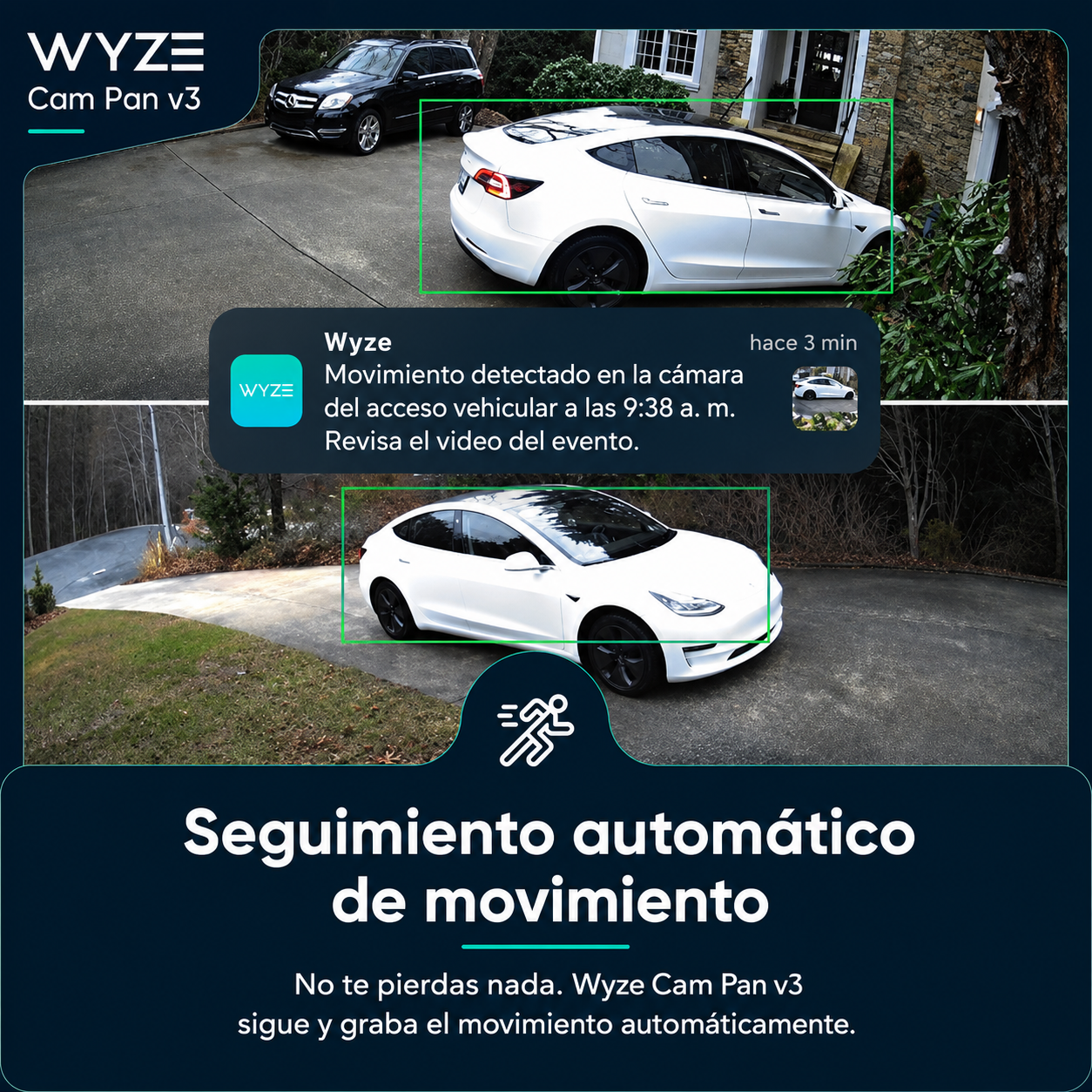 Wyze Cam Pan v3 Cámara de Seguridad para Interior y Exterior | 1080p Full HD | Visión Nocturna a Color | Resistencia IP65