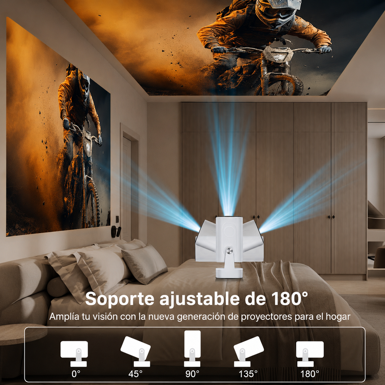 [Enfoque automático] Mini proyector nativo 1080P con WiFi y Bluetooth 5.4, proyector inteligente 4K, aplicaciones integradas, piedra clave automática, proyector portátil para películas al aire última
