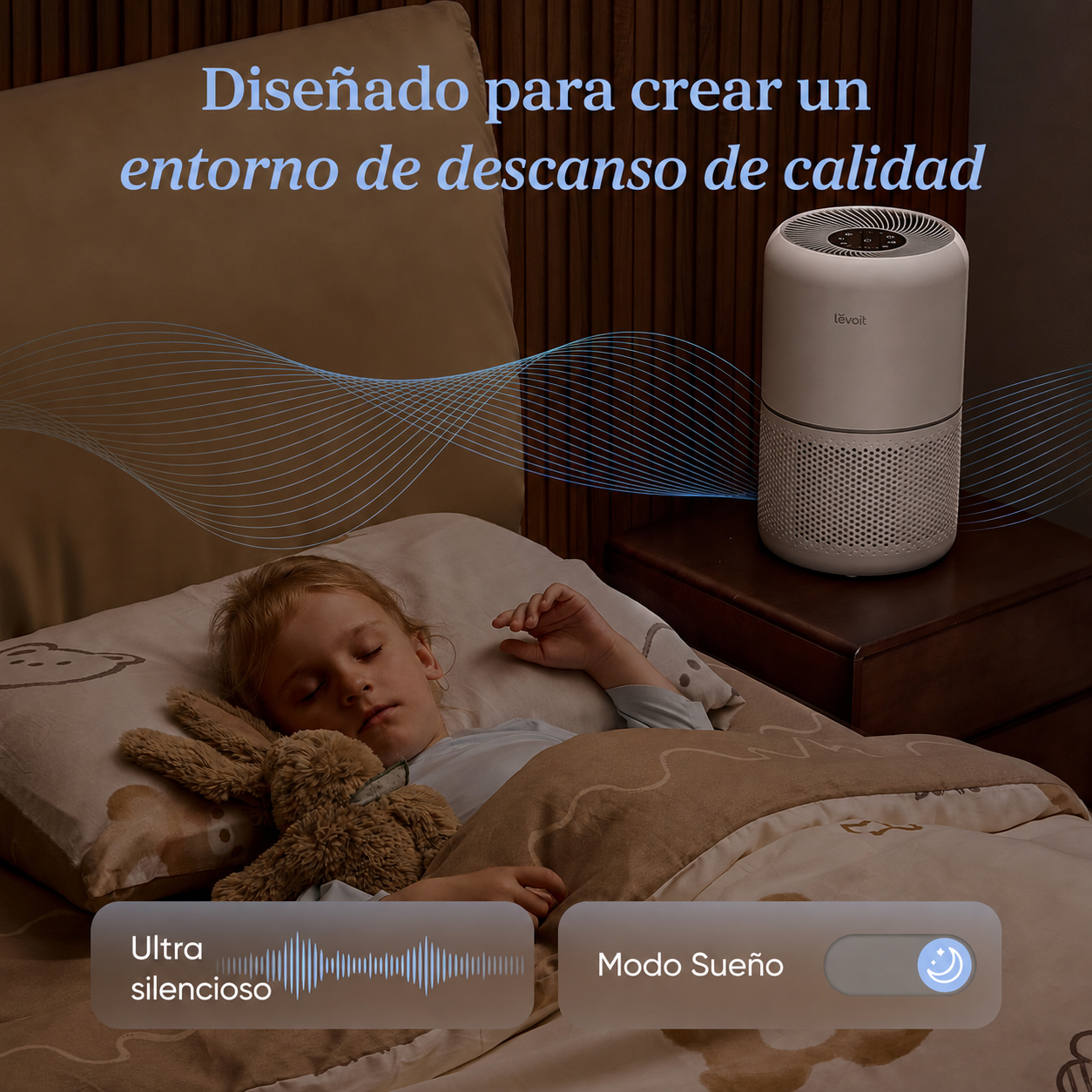 LEVOIT Purificador de aire para alergias en el hogar, pelo de mascotas en el recámara, cubre hasta 1074 pies cuadrados por motor de alto par de 56 W, AHAM VERIFIDE, filtro 3 en 1 con modo de sueño