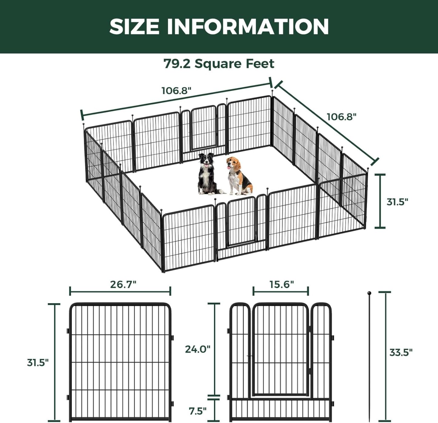 FXW Rollick Corral para Perros para Patio, RV Camping│Patentado, 24 Pulgadas 8 Paneles