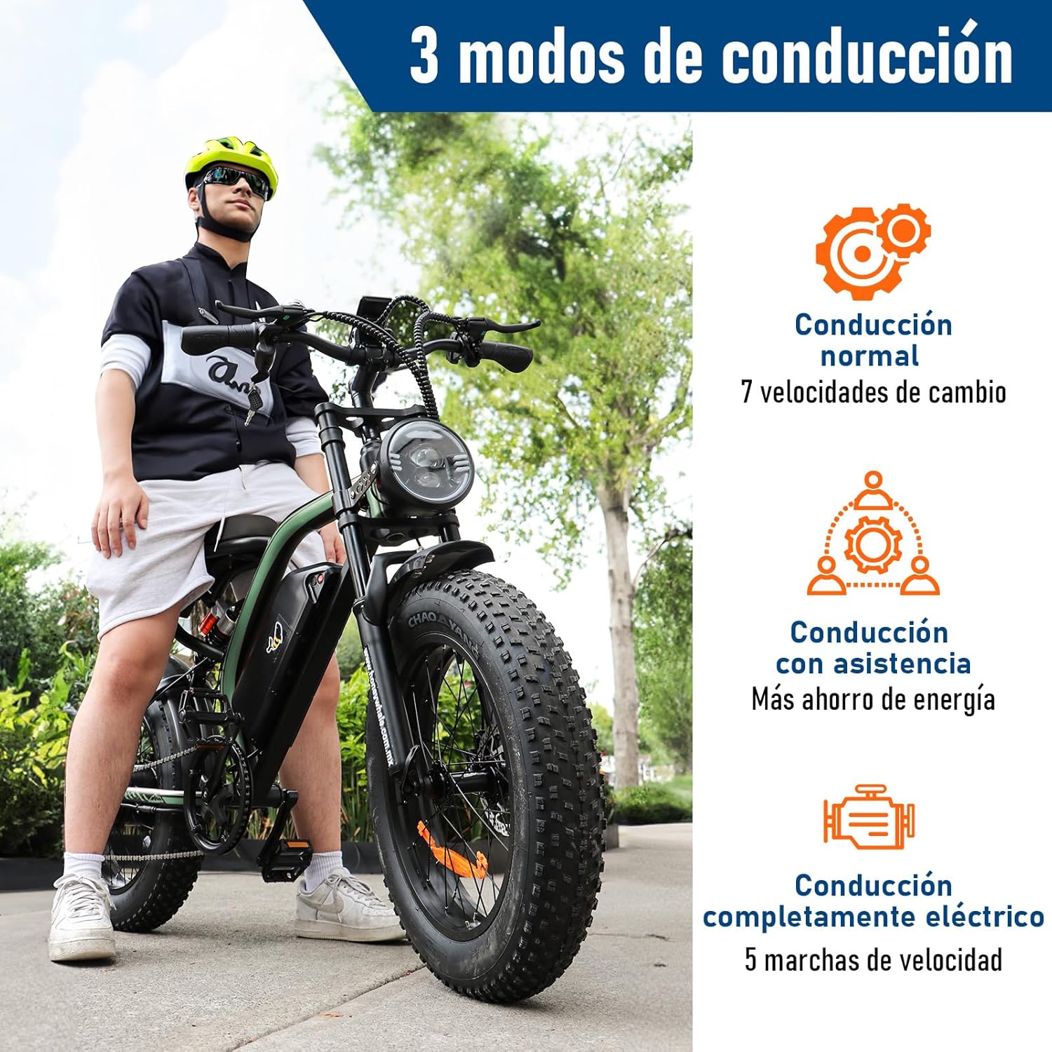 HONEYWHALE K6 Bicicleta Electrica para Adultos, Moto Bicicleta de Montaña de 7 Velocidades, Potencia del Motor 1080 W, Velocidad Máxima 48KM/H, Autonomía 40-45KM, Batería (48V, 15AH)