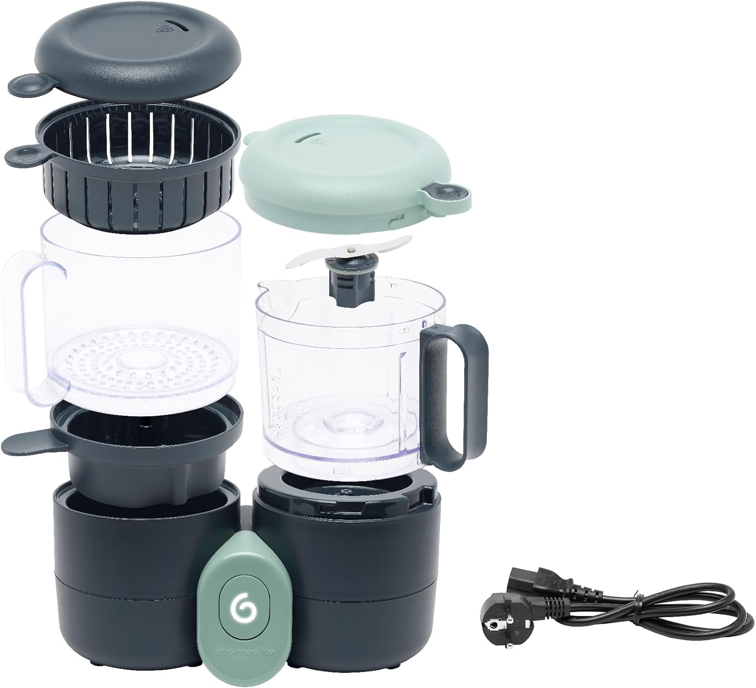 Babymoov Duo Meal 6 en 1: Procesador de Alimentos para Bebés con Vaporizador y Licuadora de Velocidades Múltiples, Calienta y Descongela (Aprobado por Nutricionistas), Gris