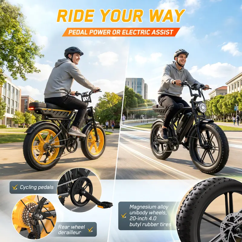 Bicicleta eléctrica de 1500 W con doble batería | Hasta 120 millas de autonomía