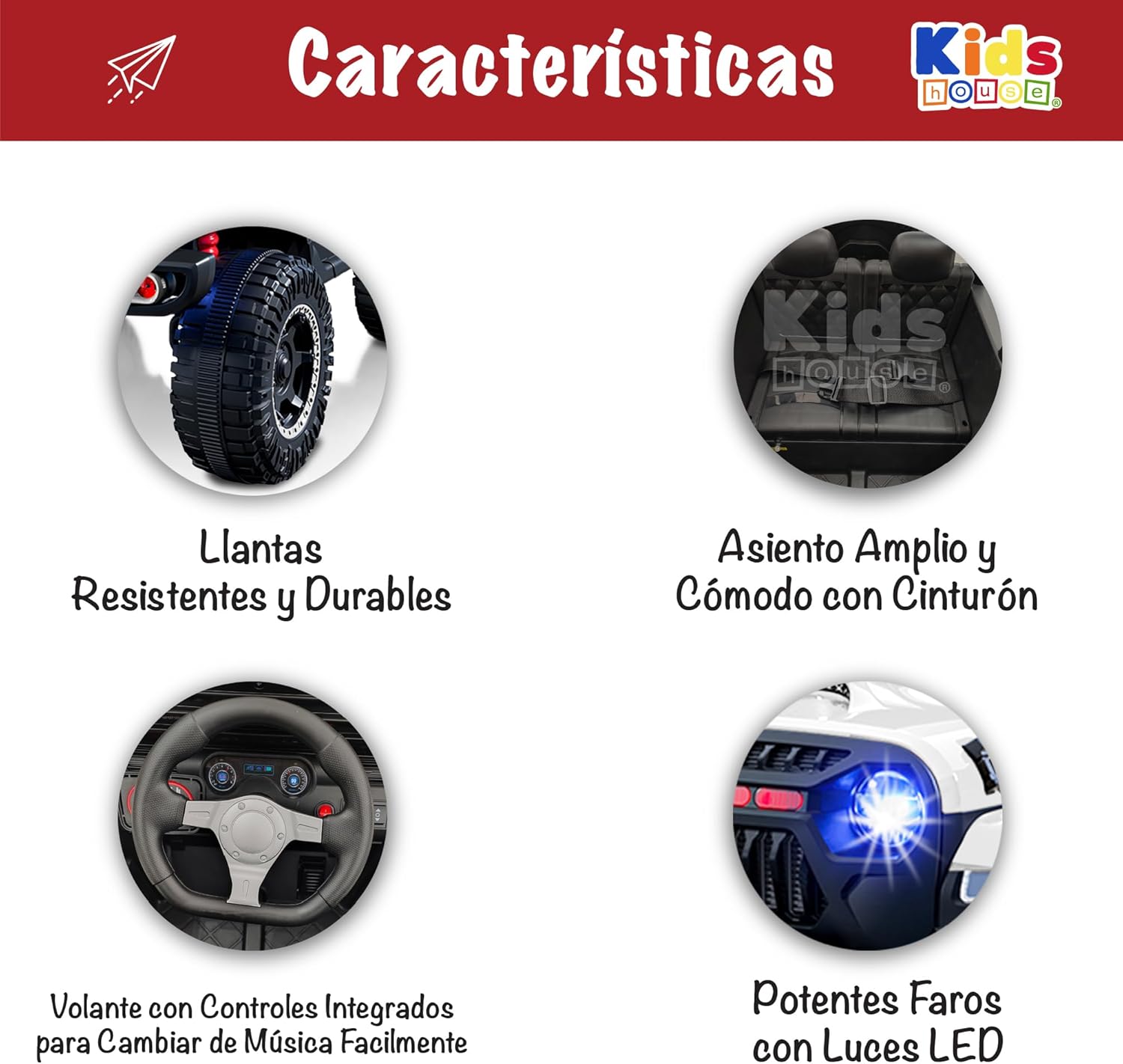 Kids House Carrito Montable Eléctrico Niños Turbo, Doble Puerta, Función Balanceo, Control Remoto Bluetooth, USB MP3, Música y Luces LED, Motor Dual 12V, Inicio Botón,Diseño Seguro (Blanco)