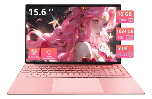 Laptop Mujer Barata 15.6 N5095 16gb Ram 1024gb Ssd Rosa