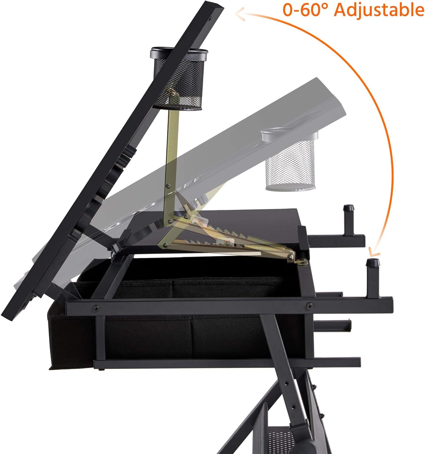 Yaheetech - computadora de arte blanco ajustable en altura para adultos, mesa inclinable de dibujo con computadora extragrande y cajones, juego de mesa y silla plegable para manualidades con taburetes