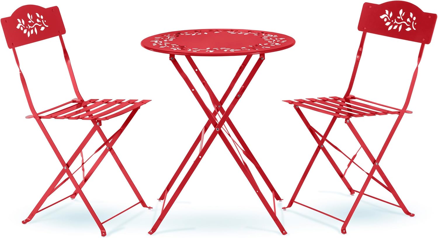 Alpine Corporation Juego de Bistró de 3 Piezas para Interiores/Exteriores con Mesa y Sillas Plegables, Asientos de Patio, Blanco