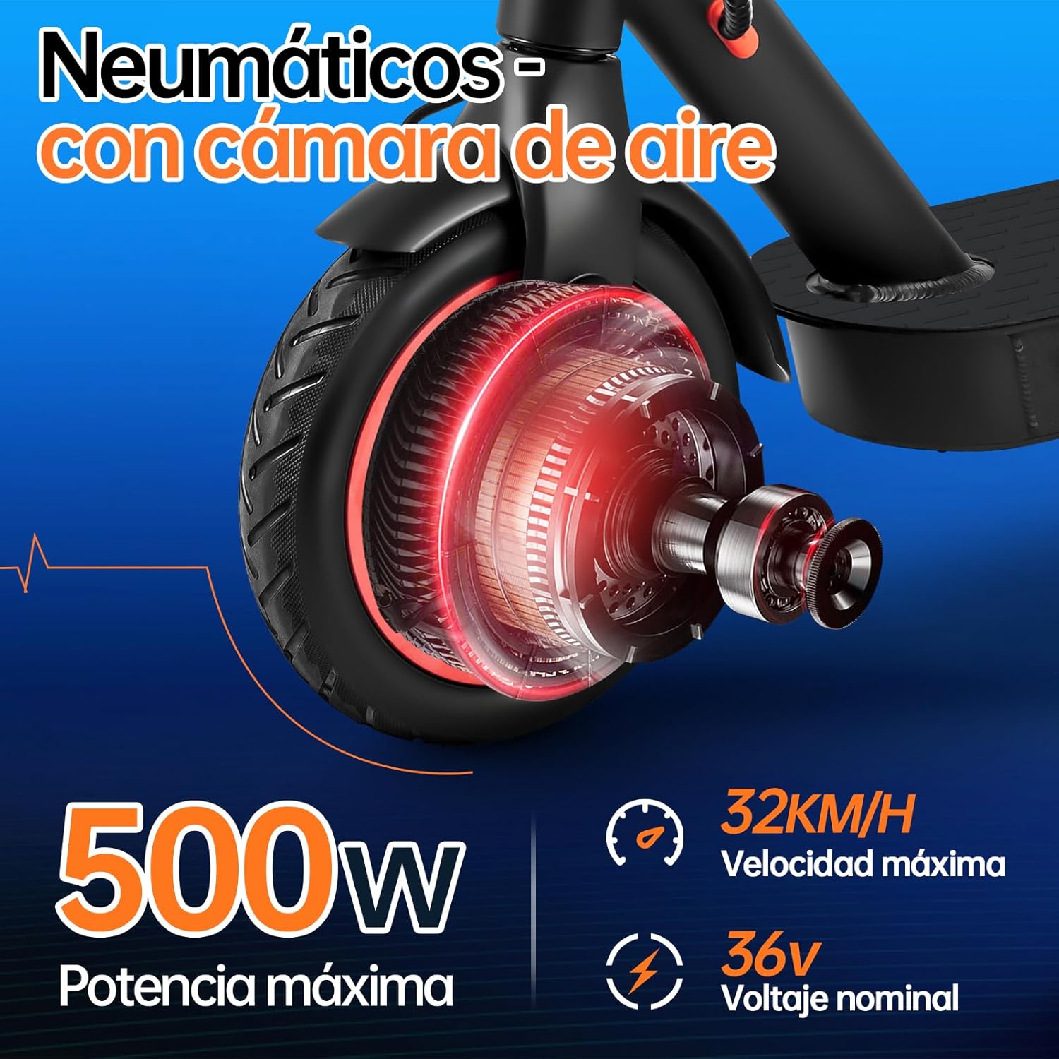 HONEYWHALE M2 Pro Scooter Eléctrico Plegable para Adultos, Motor de 500 W de Potencia Máxima, 22km con una Carga Completa, Velocidad Máxima 32km/h, Patin Eléctrico con App Control Bluetooth
