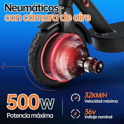 HONEYWHALE M2 Pro Scooter Eléctrico Plegable para Adultos, Motor de 500 W de Potencia Máxima, 22km con una Carga Completa, Velocidad Máxima 32km/h, Patin Eléctrico con App Control Bluetooth