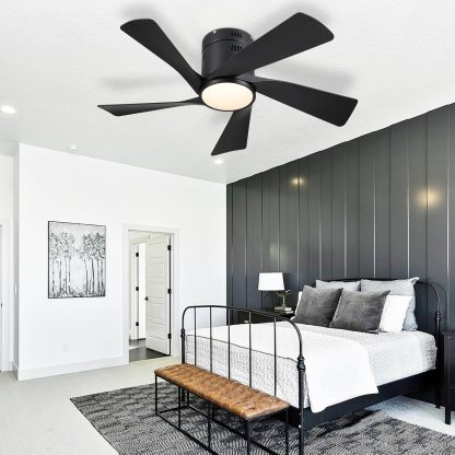 CHESUR - Ventiladores de techo negros con luces – Ventilador de techo de perfil bajo de montaje empotrado de 36 pulgadas con mando a distancia/aplicación, regulable y 3CCT, reversible, moderno