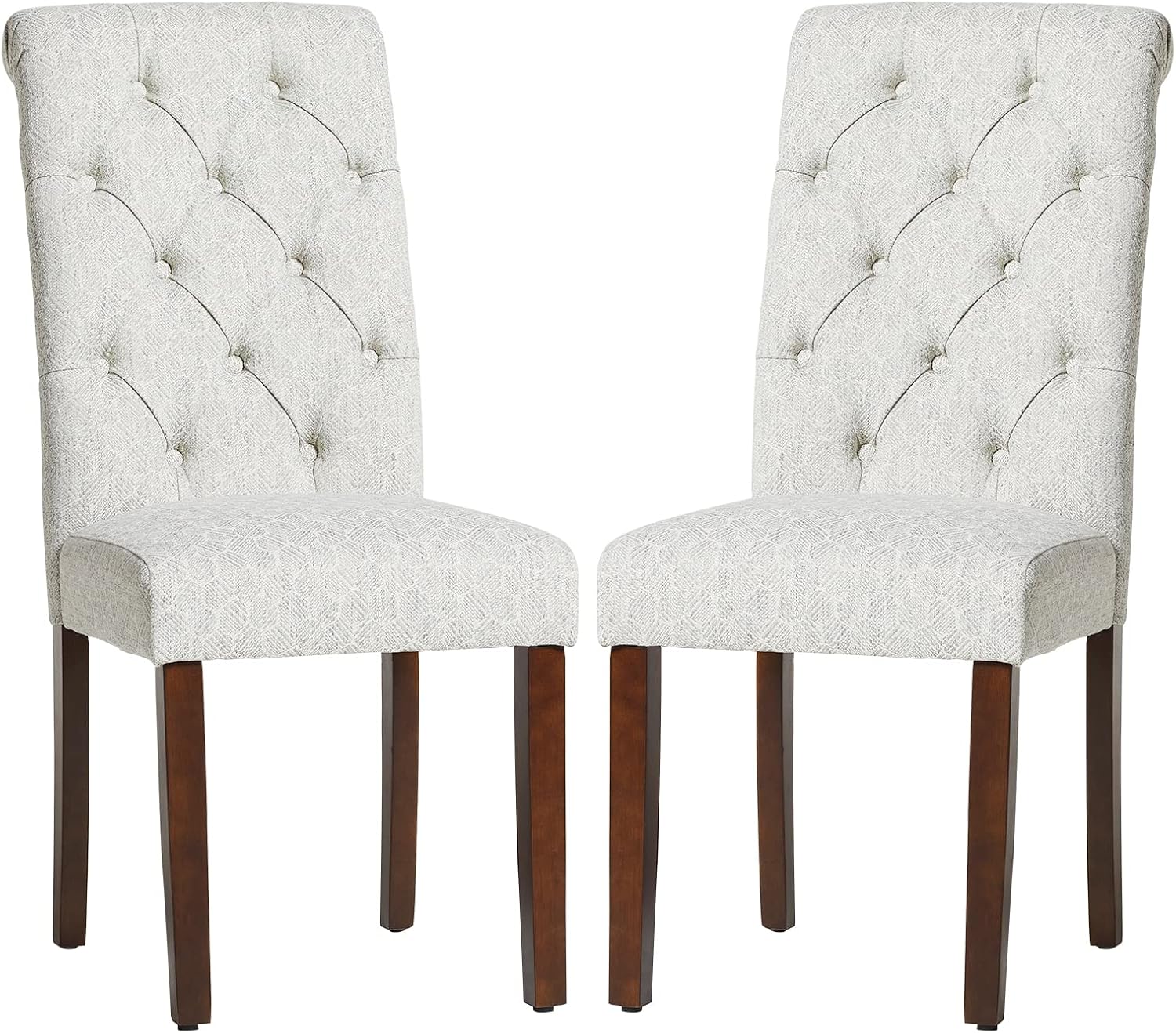 COLAMY - Juego de 6 sillas de Comedor con Botones y tapizadas, con Patas de Madera Maciza y Asiento Acolchado para Comedor, Cocina, Color Gris