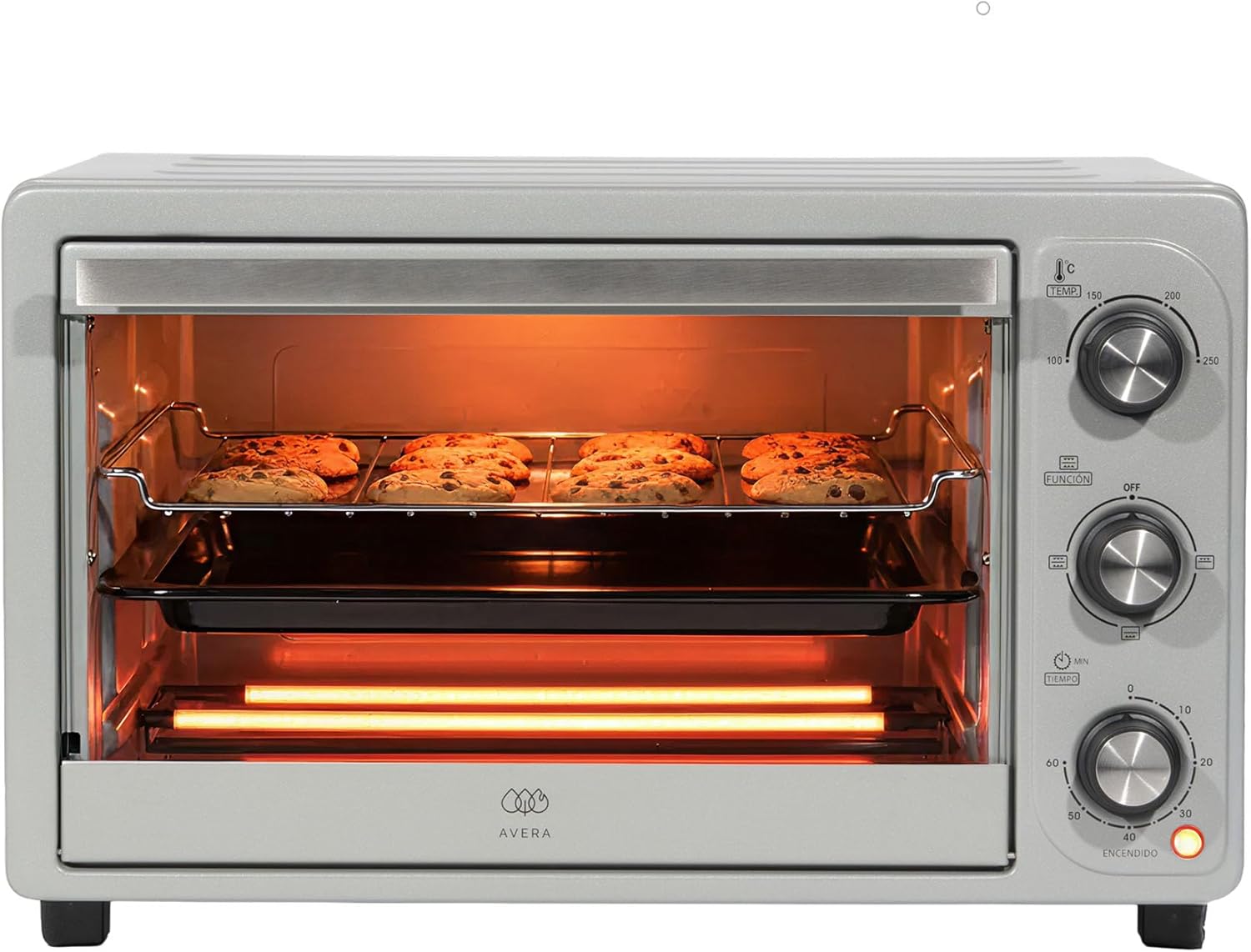AVERA Freidora de aire y Horno eléctrico con puertas francesas de 25 Litros, tamaño XL, Panel digital con 18 funciones de cocción, Temperatura 30 °C - 200°C, Apagado automático, 7 accesorios | HPF01