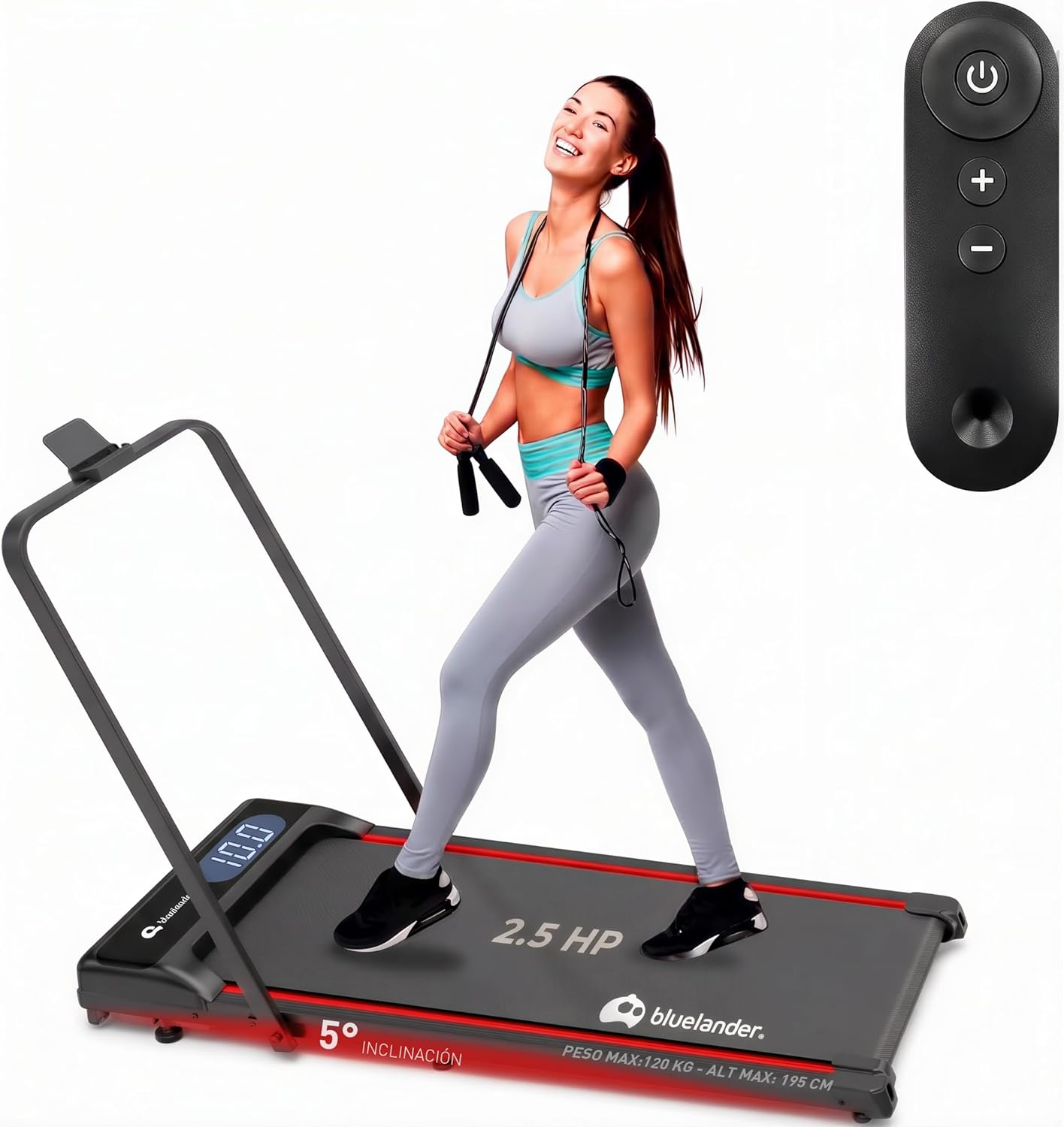 Bluelander Caminadora Electrica, Walking Pad con Asa, 100 * 48 * 120 cm, 110 V, Pantalla Digital, Caminadora Plegable, Portatil, Ideal para Oficina, Hogar, Cinta para Caminar (Walking Pad con Asa)