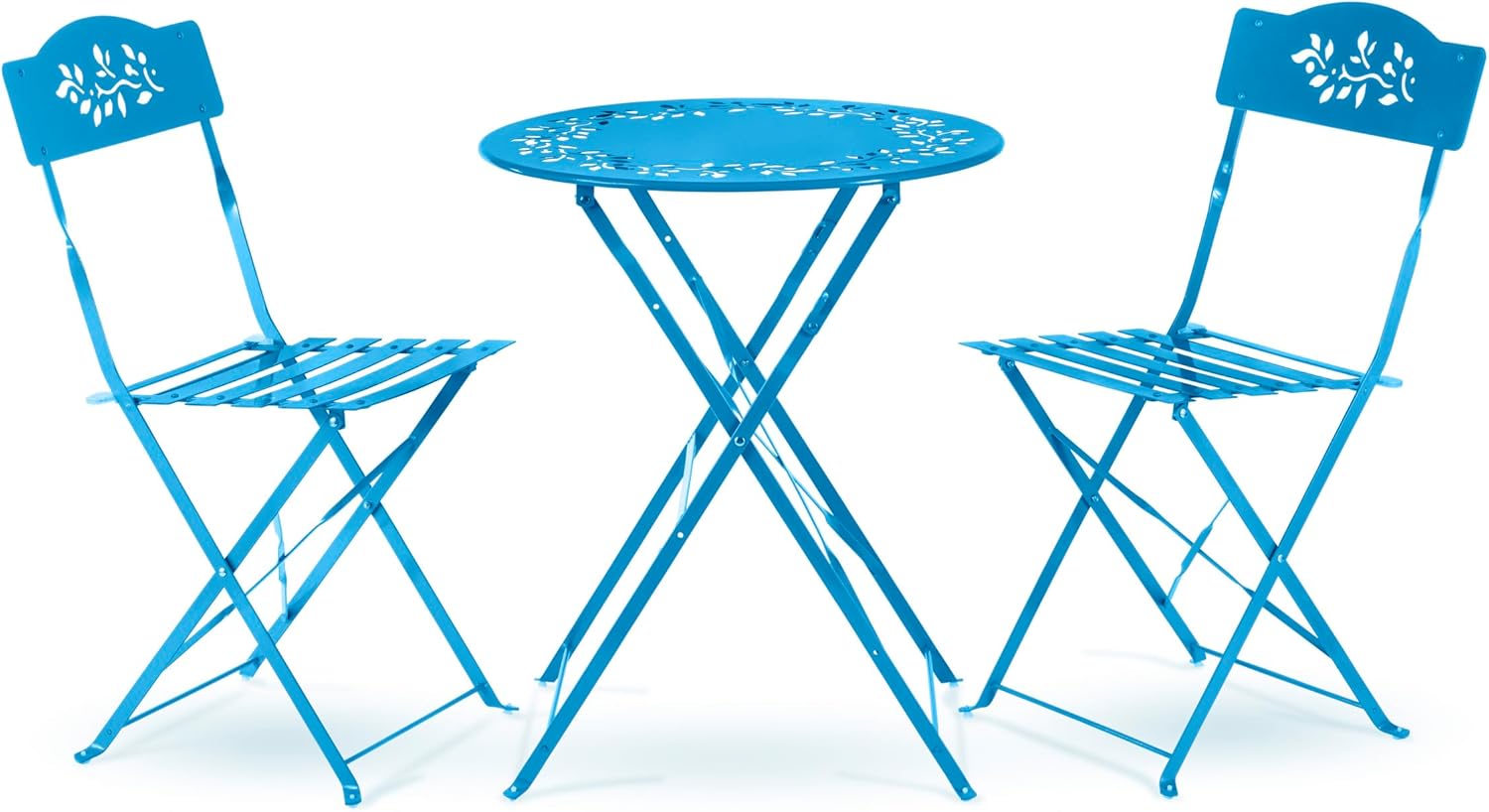 Alpine Corporation Juego de Bistró de 3 Piezas para Interiores/Exteriores con Mesa y Sillas Plegables, Asientos de Patio, Blanco