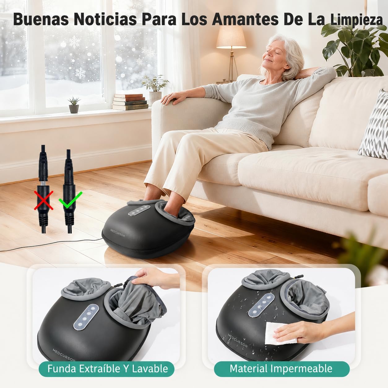 Masajeador Eléctrico Shiatsu para Pies con Calor, Amasado Profundo, Compresión de Aire y Niveles Ajustables para Uso en Casa