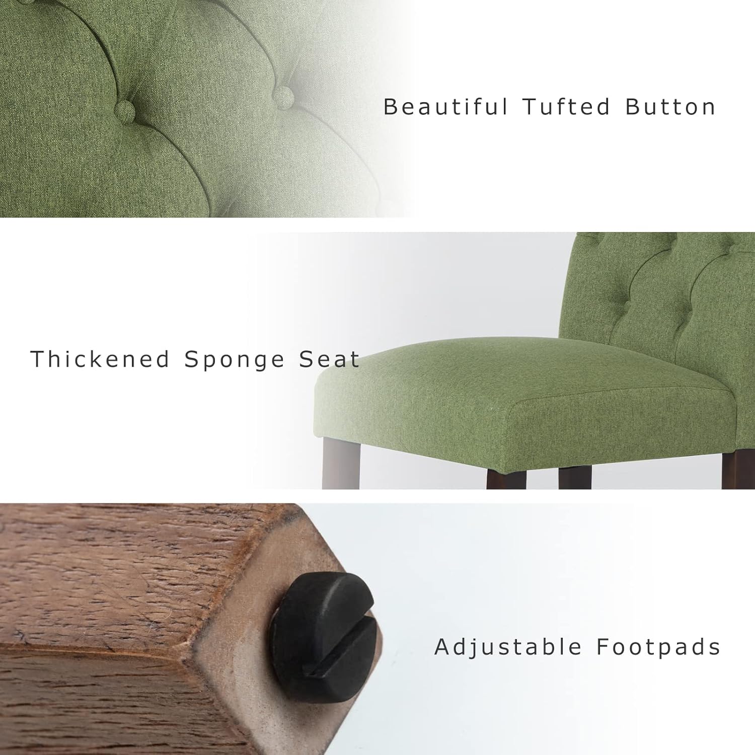 COLAMY - Juego de 6 sillas de Comedor con Botones y tapizadas, con Patas de Madera Maciza y Asiento Acolchado para Comedor, Cocina, Color Gris