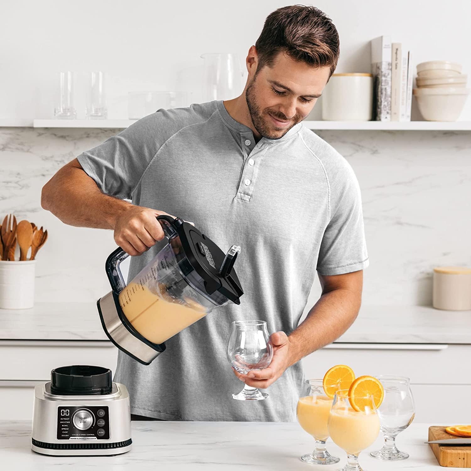 Ninja CO351B SS351 Foodi Potente sistema de licuadora para batidos, 4 en 1 + procesador de alimentos, una sola porción, 1400 WP, smartTORQUE, 6 programas predeterminados Auto-iQ (reacondicionado)