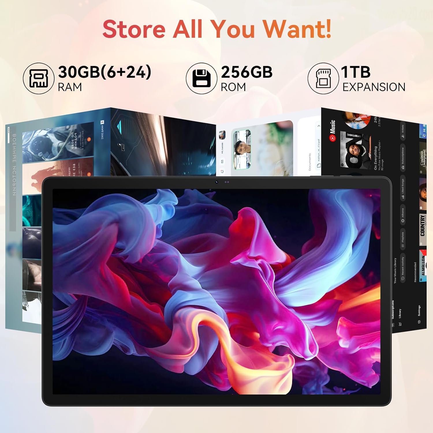 URAO Tablet Android 15, 14 pulgadas 30 GB RAM, 256 GB ROM, 1920 x 1200 IPS FHD, 10000 mAh, carga rápida de 30 W, procesador Octa-Core, Wi-Fi 6, BT 5.4,...