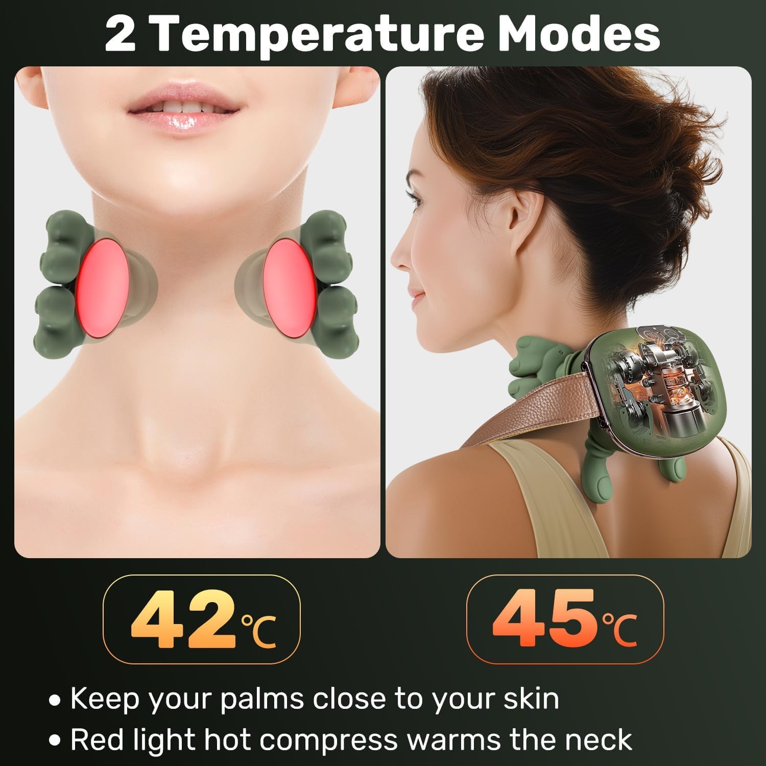 TREEFIA Siasoo - Masajeador de cuello - Bionic - Masajeador con calefacción inalámbrica, masajeador de cuello y espalda, tejido profundo eléctrico 4D, diseño de mano humana simulada