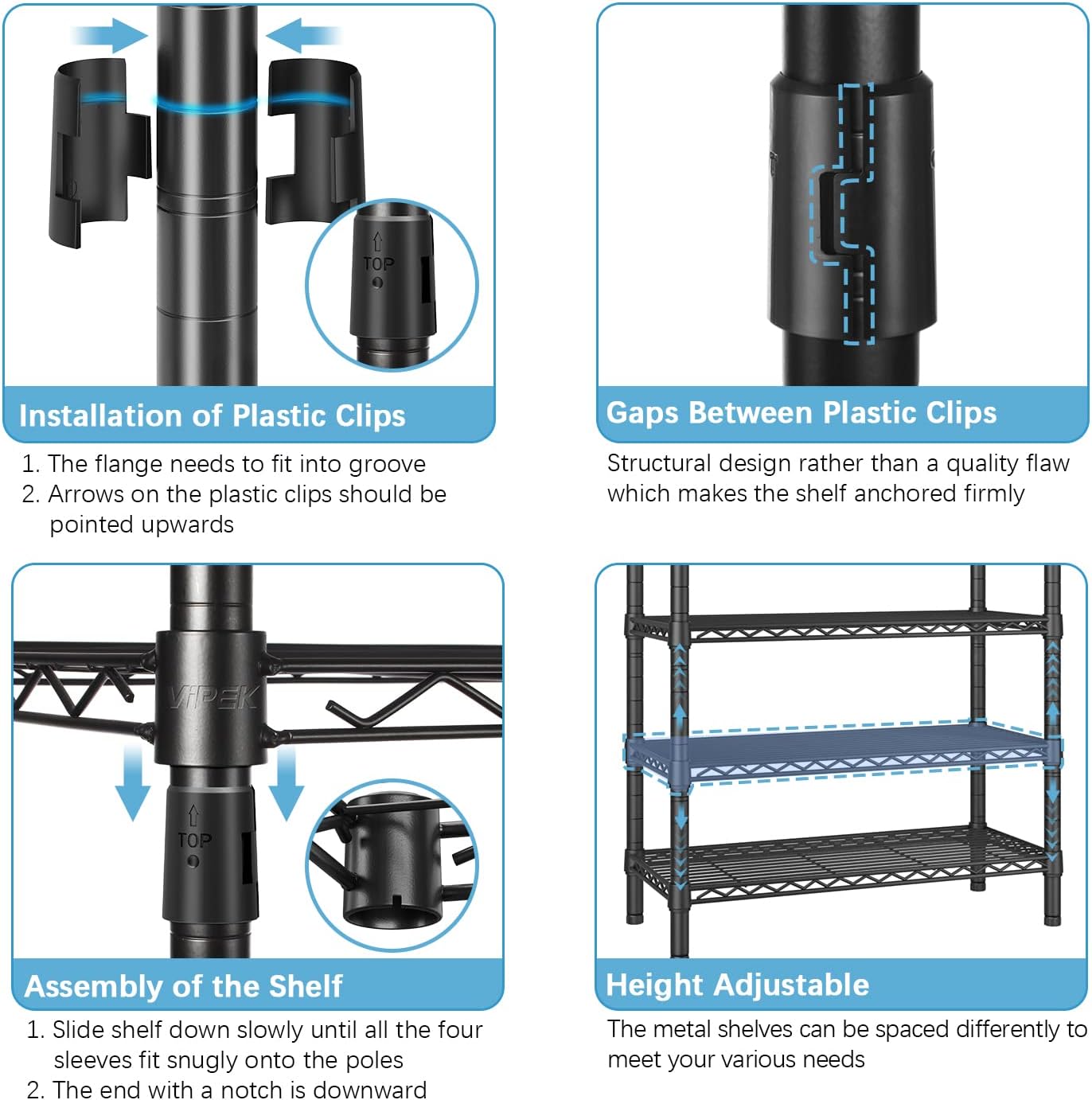 VIPEK V6 Perchero de ropa Resistente de Metal con Estantes, Estante de Clóset Portátil no Empotrado para Colgar Ropa, Ajustable perchero para ropa, Metal Closet para Ropa, Closet de Ropa Carga 386KG