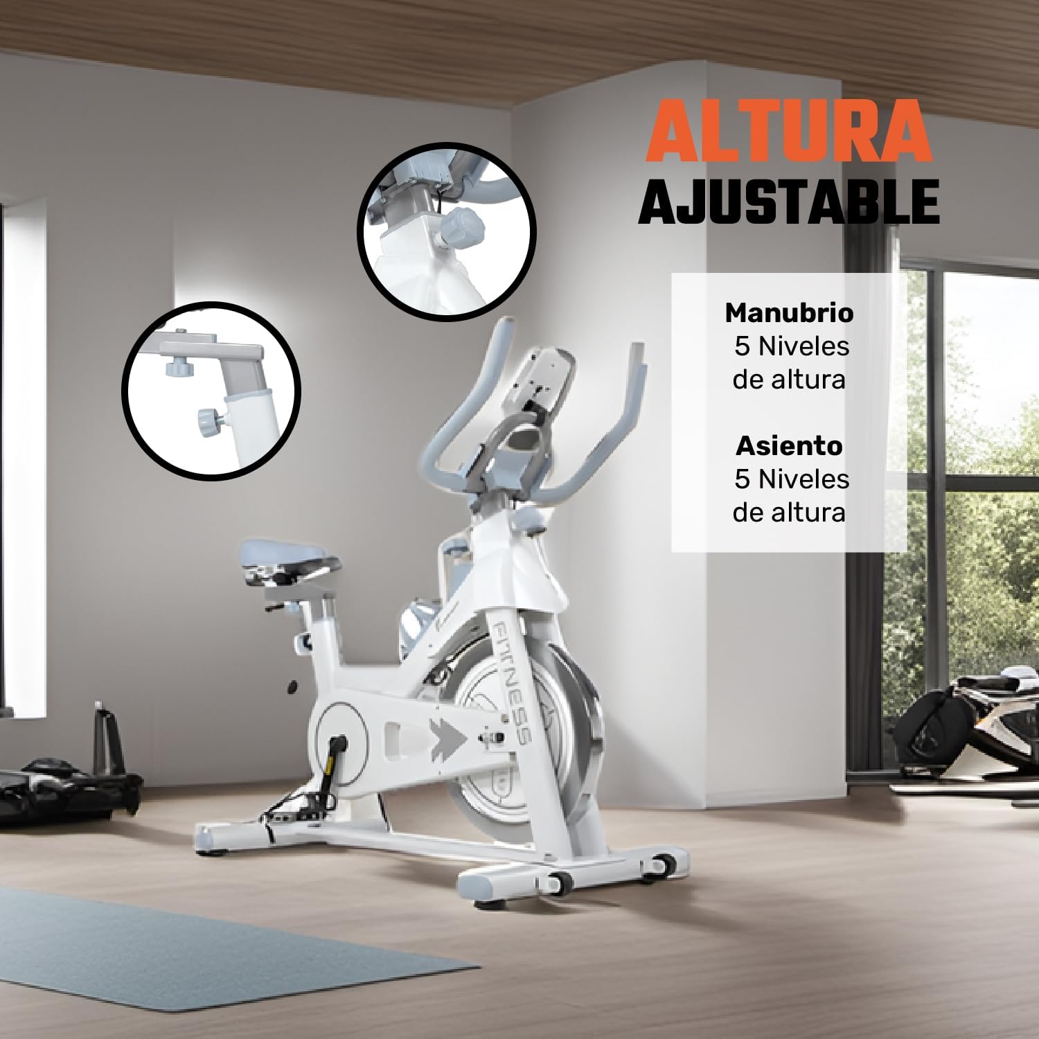 CENTURFIT Bicicleta Fija Spinning 11 Kg Pantalla LCD Soporta 150 Kg Ajuste de 5 Niveles en Asiento y Manubrio Pedales con Correas Bici Estatica Ideal para Rutina de Cardio en el Hogar Gym Gimnasio